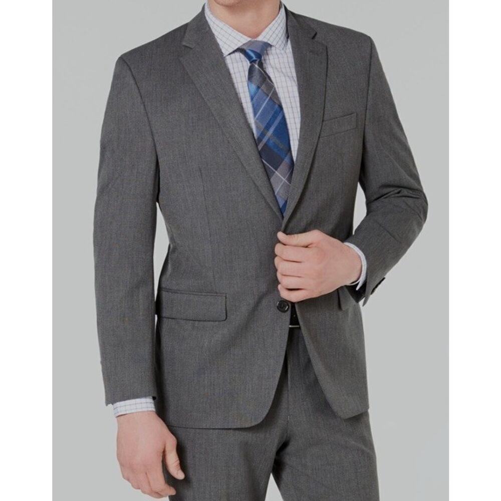 NWT Chaps Gray Wool Sport Coat Blazer Suit Jacket Mens Size 38R (N)